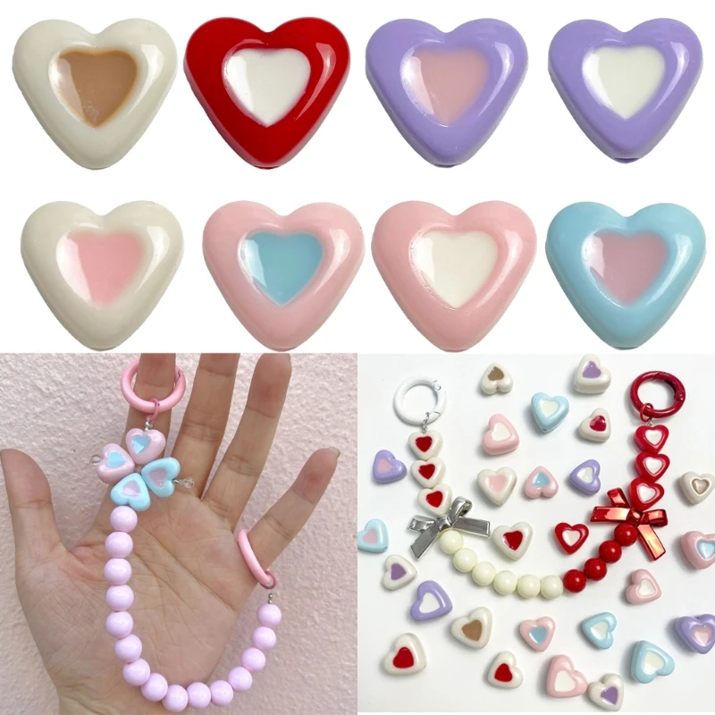 

Colorful Love-Heart Loose Spacer Beads Charms Heart Loose Bead for DIY Craft Earirng Bracelet Necklace Jewelry Making