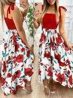 summer sexy strap floral print maxi dress for women 2022 fashion elegant chest wrap long sundress casual beach holiday dresses