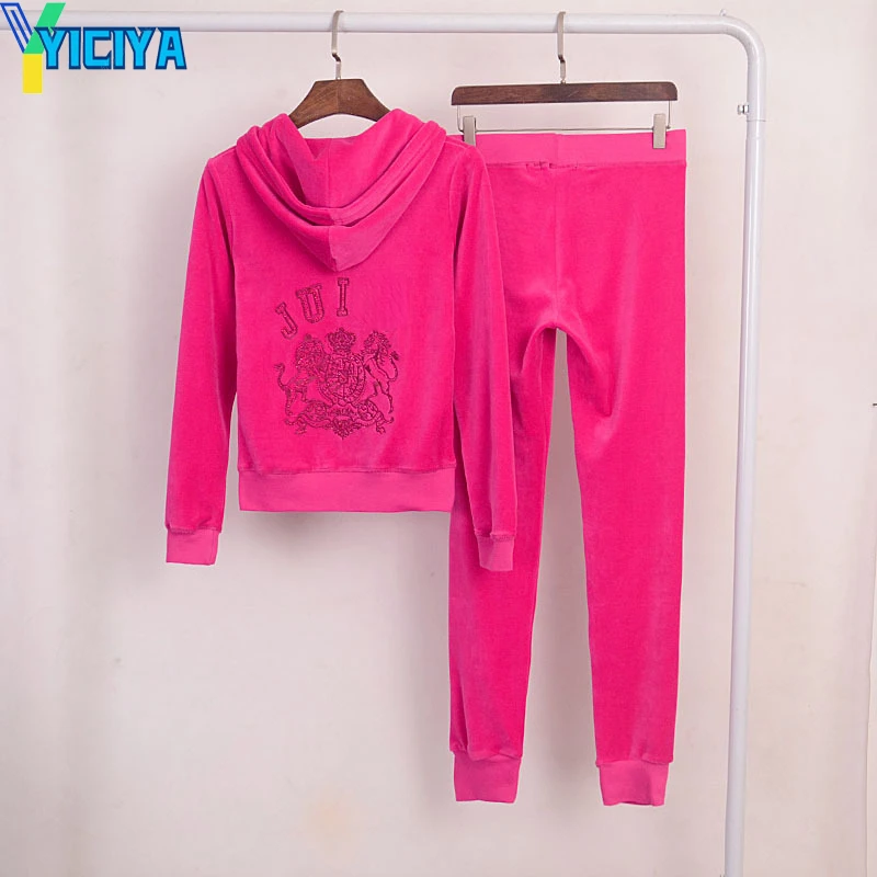 yiciya jui--cy Brand pant sets velvet winter Two Piece Set Women Tracksuits thickened Suit Hoodies Sweatshirt And Pants Suit Top