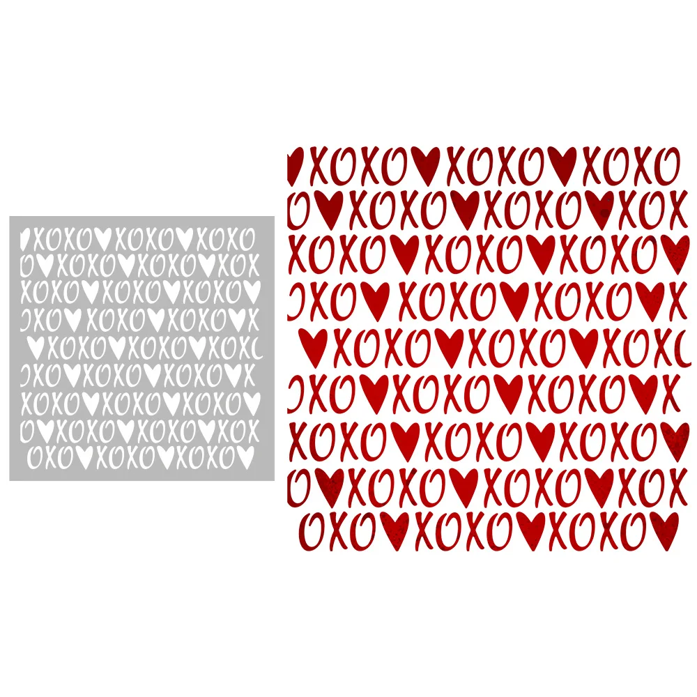 

MangoCraft 1PC Love XOXO Hearts Plastic Stencil For Valentine's Day Cards DIY Scrapbooking Supplies Embossing Stencils For Decor