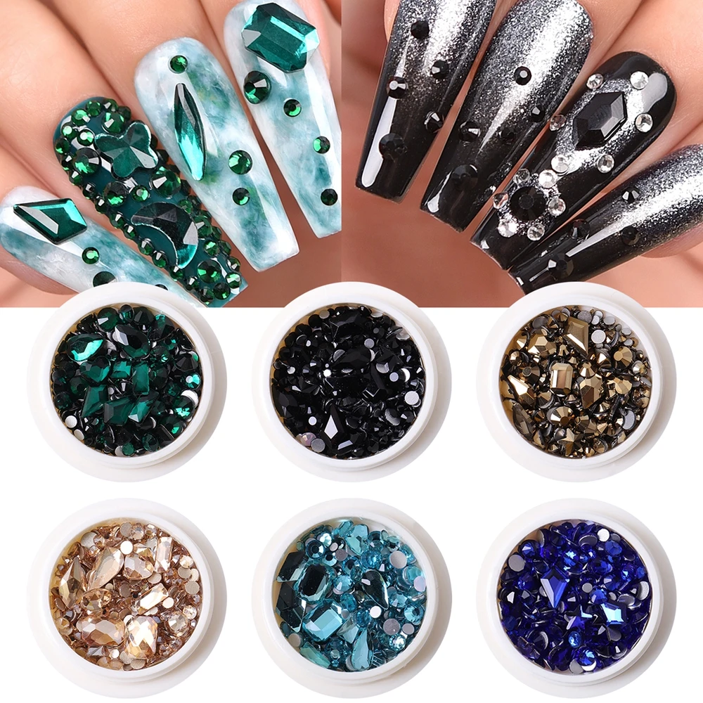 

Nail Art Parts Mix Shapes 3D NaIl Art Rhinestones Decorations Acrylic Crystal Gems Ornaments Beads DIY Manicure Tips Heart Round