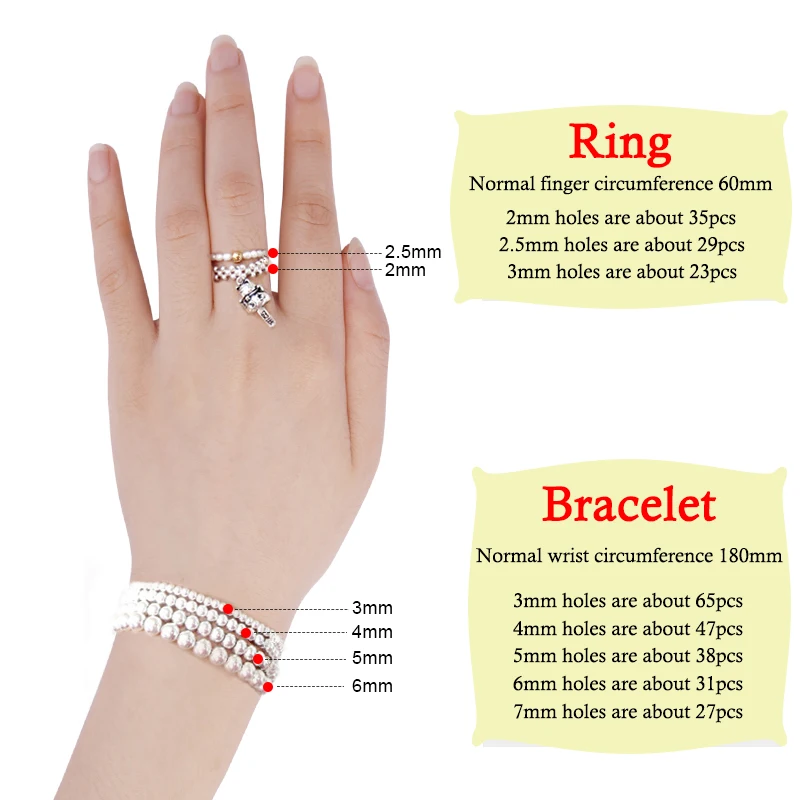 925 Sterling Silver Round Beads Spacer Loose Beads Jewelry Findings Accessories Silver Bead For Bracelet&Necklace Jewelry Making