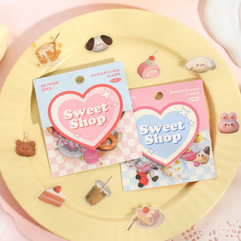 

4 Designs 60pcs/Bag Japanese Kawaii The Sweet Shop Stickers For DIY Materials Diary Planner Scrapbooking Craft