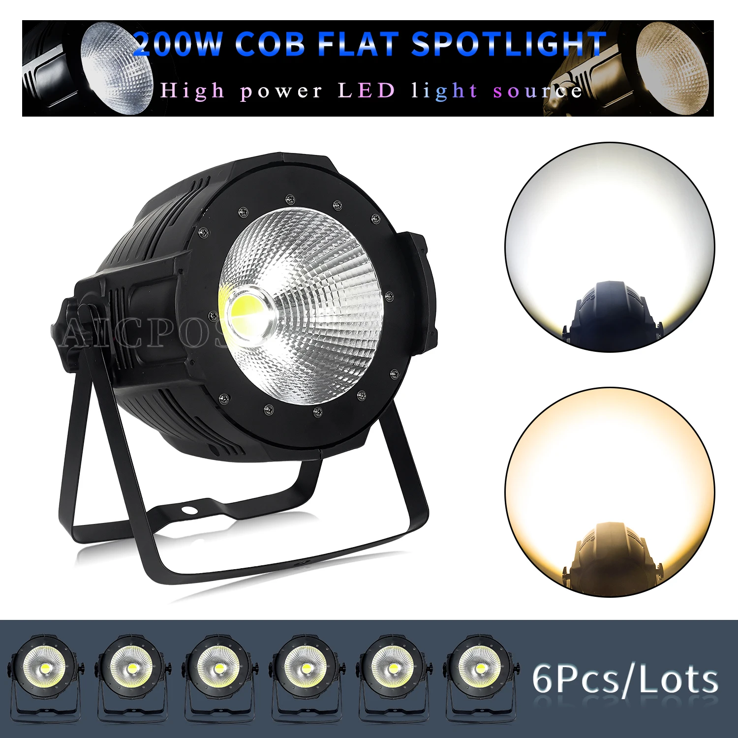 

6Pcs/Lots With Barn Door 200W COB High Power Aluminum Enclosure Cool White Warm White Spotlight DMX Control For Concert DJ