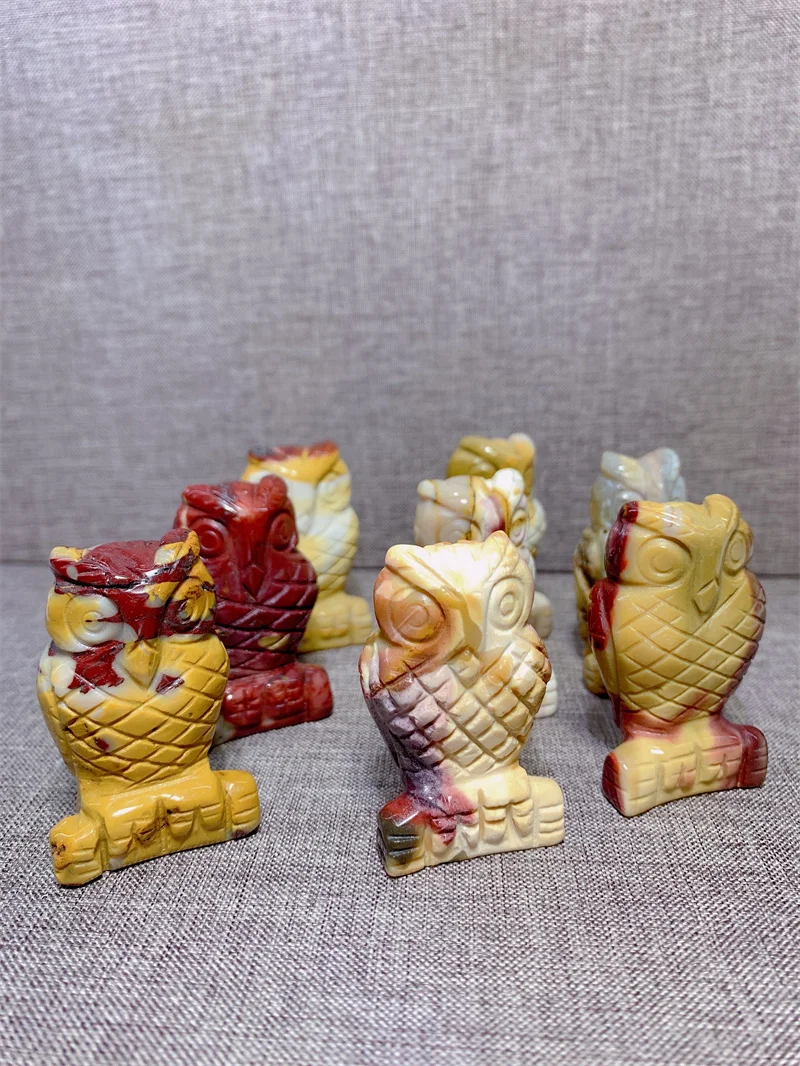 Природный Moonkite сова резьба Кристалл минеральный Мадагаскар искусственная башня орнамент Агат Geode Chip