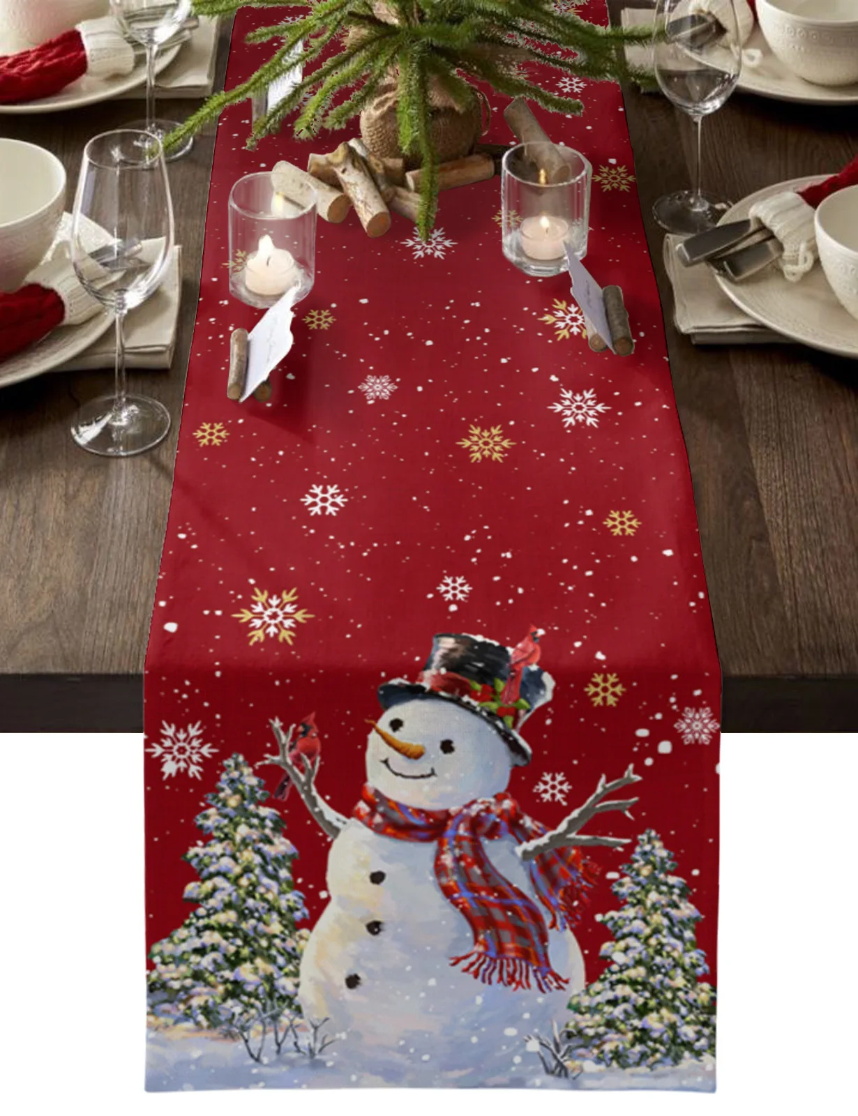 

Рождественский снеговик Снежинка Скатерть свадебный Декор скатерть Рождественский обеденный стол Декор льняная скатерть