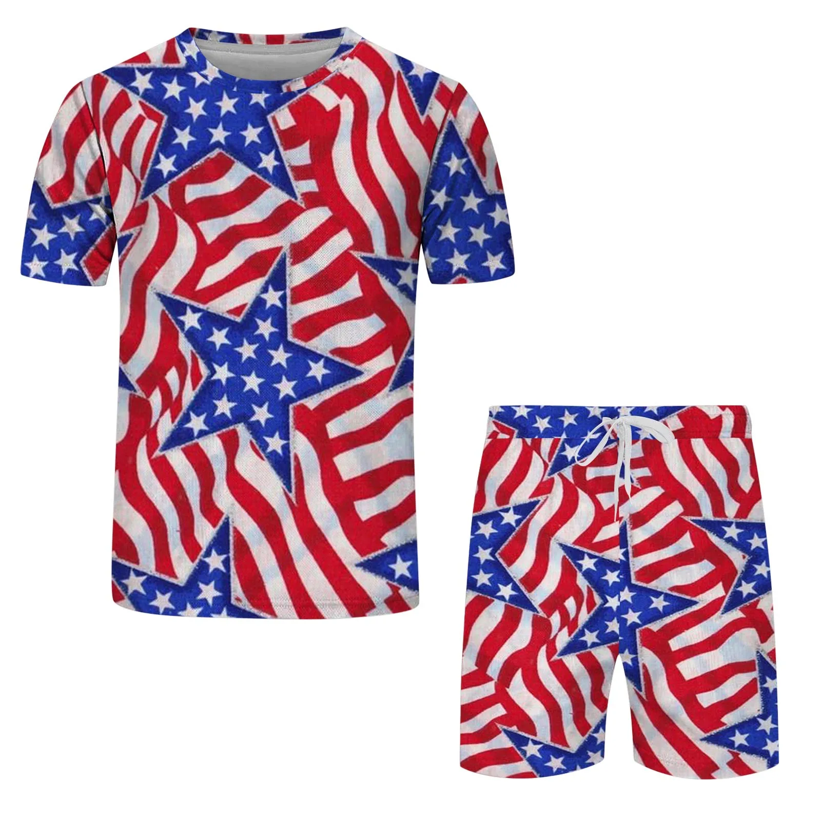 Summer Men‘S Tracksuit Sets Short Sleeve T Shirt Beach Casual 2 Piece Suit Oversized Sportwear Outfits Male Clothes Streetwear