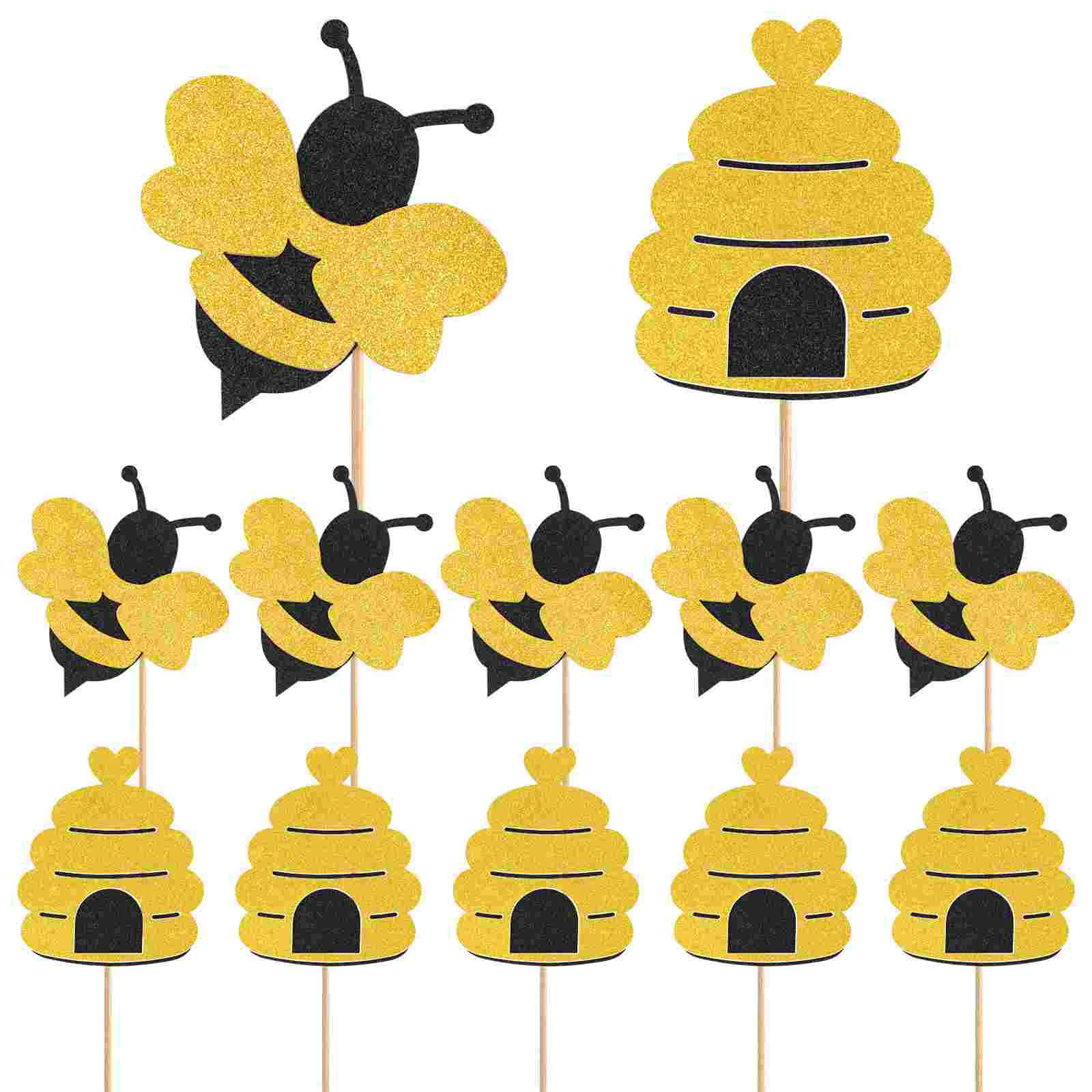 

20 Pcs Cartoon Cake Decors Glitter Bee Cupcake Toppers Creative Honeycomb Cake Toppers Animal Cake Picks Baby Shower Birthday