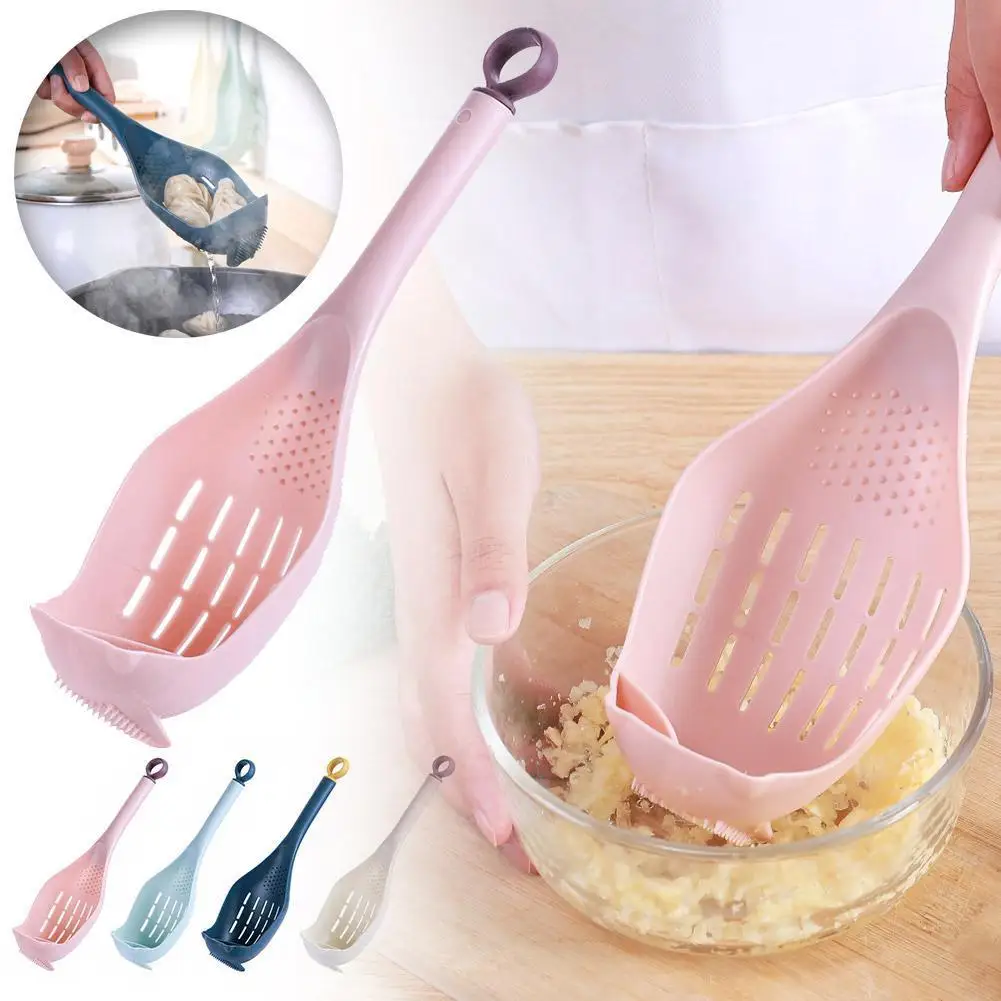 

Multifunctional Kitchen Cooking Spoon Long Handle Colander Press Filter Drain Garlic Potatoes Noodles Mashed Grind Dumpling X2V8