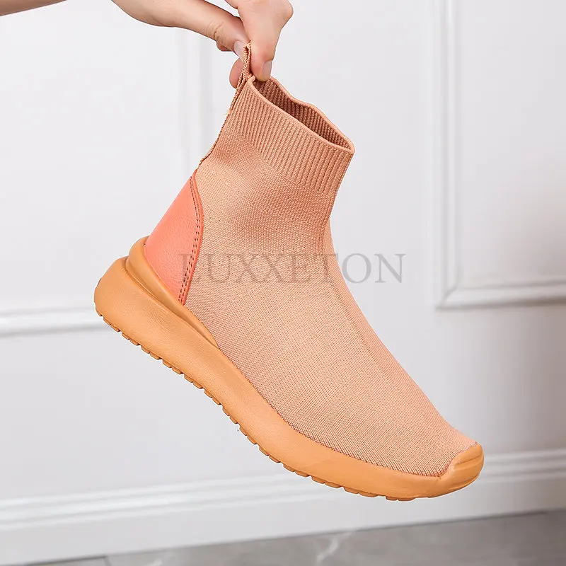

Women Ankle Boots Winter Sneakers for Thick Platform Casual Sports Shoes Slip on High Top Soft Sock Free Shipping