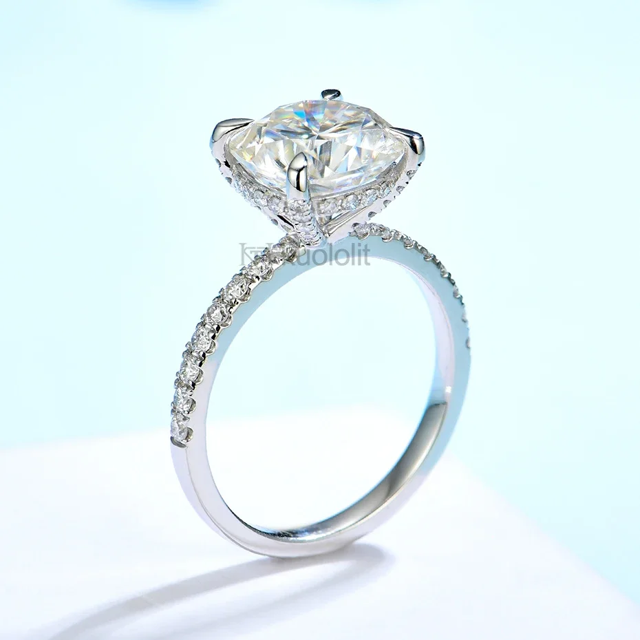 Женские кольца kuolit 3CT Moissanite 585 14K 10K из белого золота на подушке с сияющим разрезом