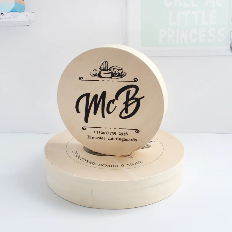 Большой деревянный круглый пищевой контейнер на заказ упаковочная коробка для