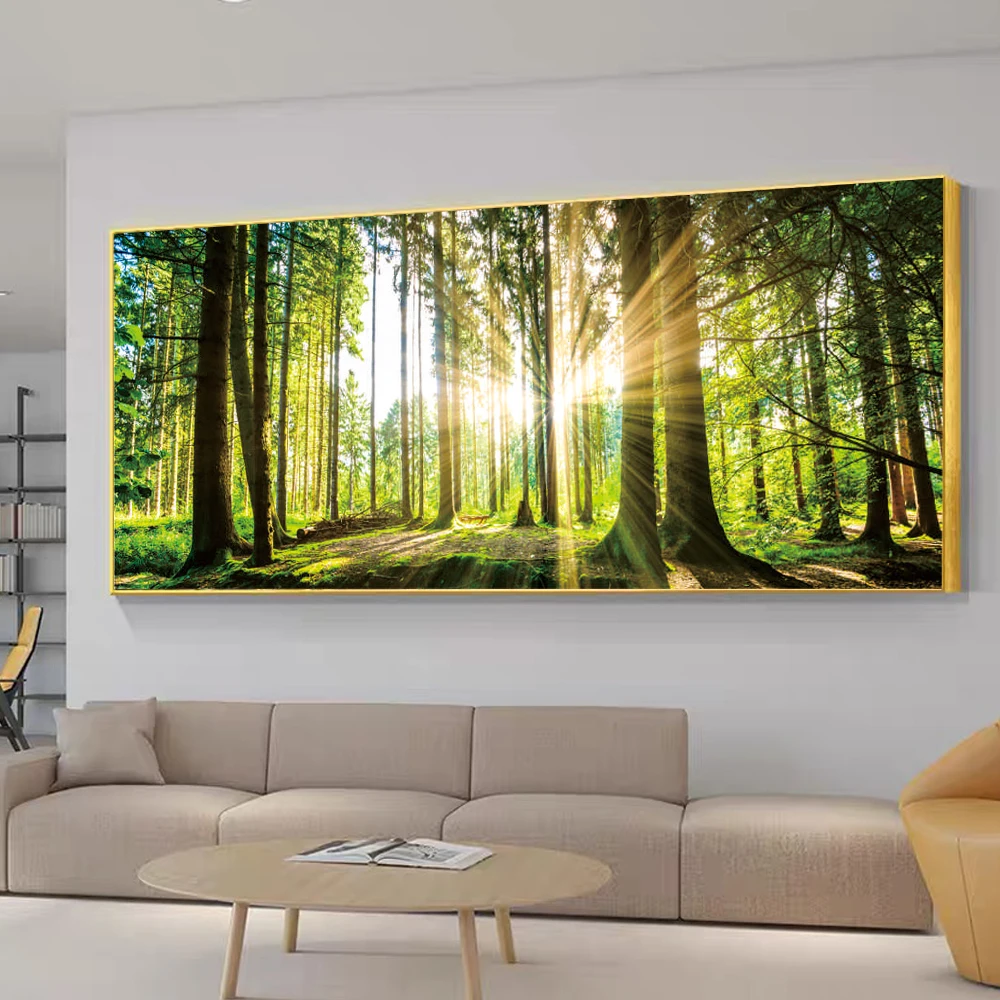 

Sunrise Forest Wall Art Canvas Painting Modern Natural Landscape Poster and Prints Wall Pictures for Living Room Home Decoration