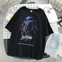 women t shirts lightning punk goth y2k tops harajuku print short sleeve hip hop streetwear tops loose casual oversized tee shirt