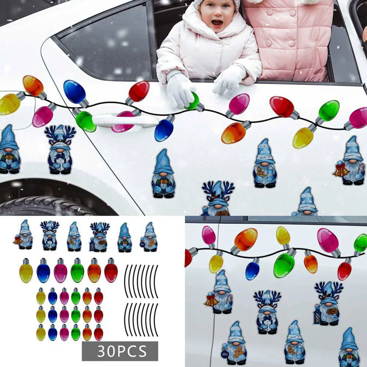 

1 Set Light Bulb Magnet Decorations Car Sticker Christmas Decoration Refrigerator Magnets Light Bulb Christmas Party Decal