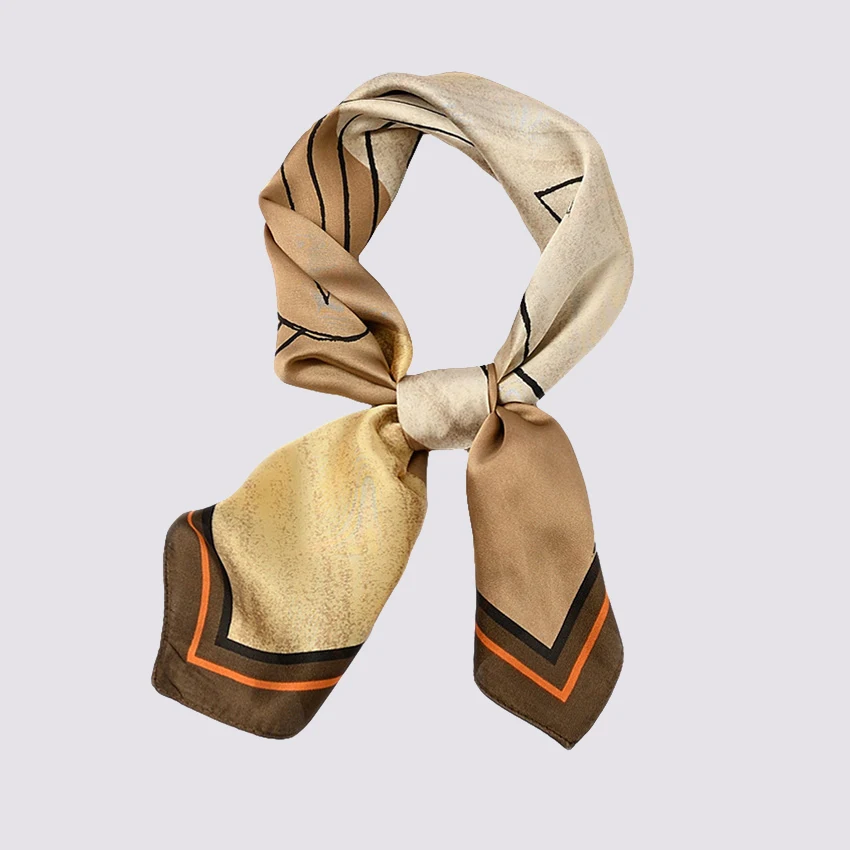 

Cartoon Silk Neck Scarf Women Fashion Square Small Bandana Print Kerchief Elegant Design Neckwear
