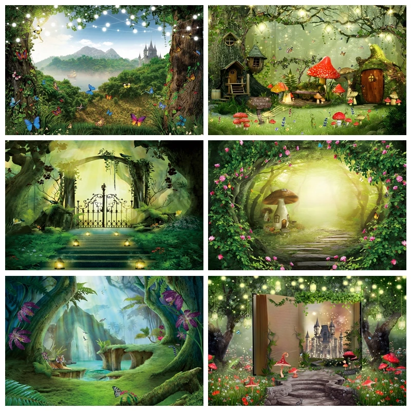 

Spring Dreamlike Jungle Backdrops For Photography Wonderland Butterfly Baby Adult Birthday Photographic Background Photo Studio