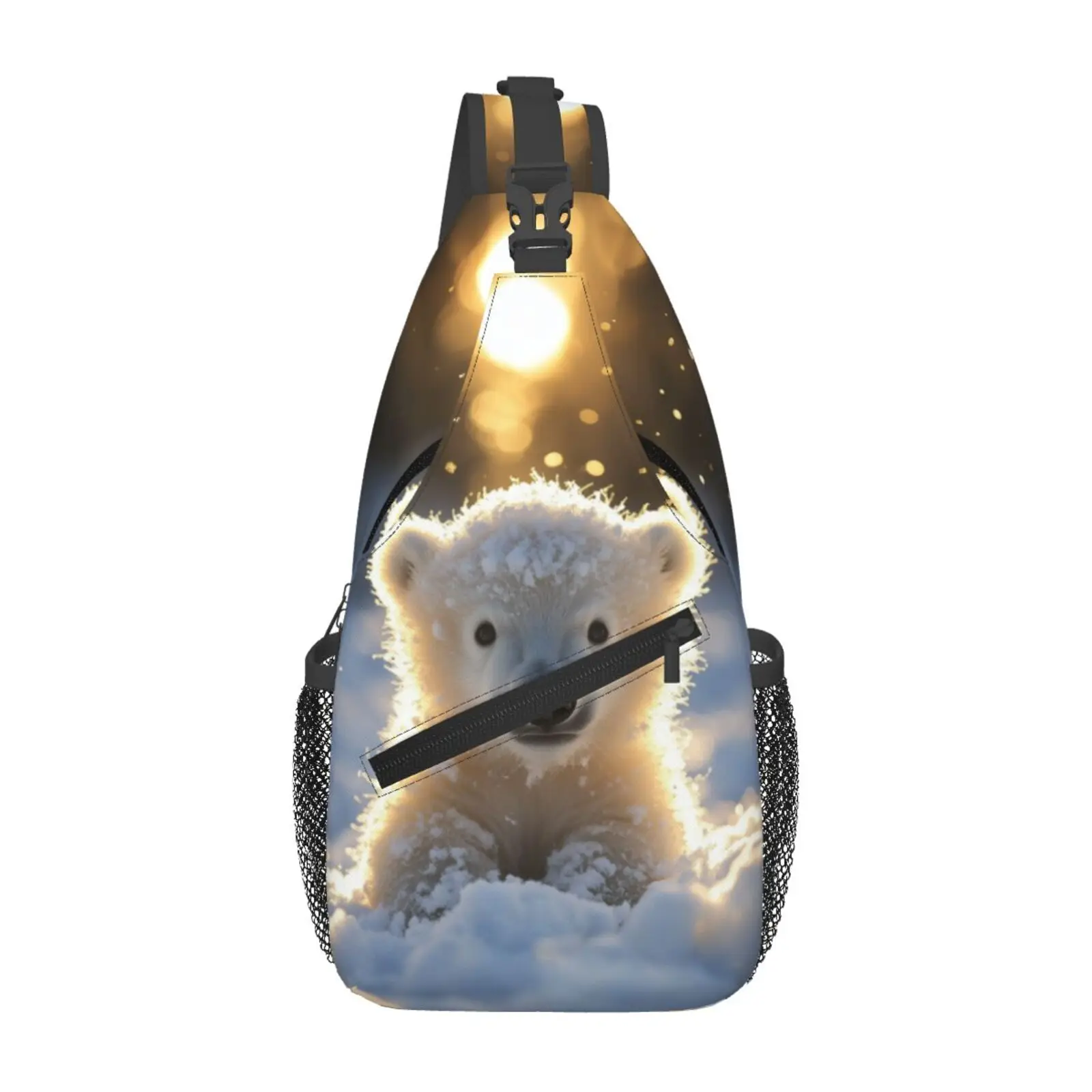 Мужская сумка через плечо с принтом медведя большая нагрудная для путешествий