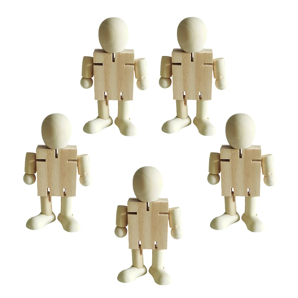 

Toolkit DIY Mini Wood Desktop Ornament Wooden Painting Robot Unpainted Crafts