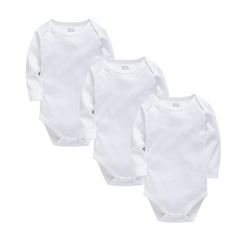 

1/3 Pcs/lot Baby Boys Clothes Full Sleeve New Born Girls Bodysuit 100% Cotton O-Neck Solid Jumpsuit Infant Toddler Outfit