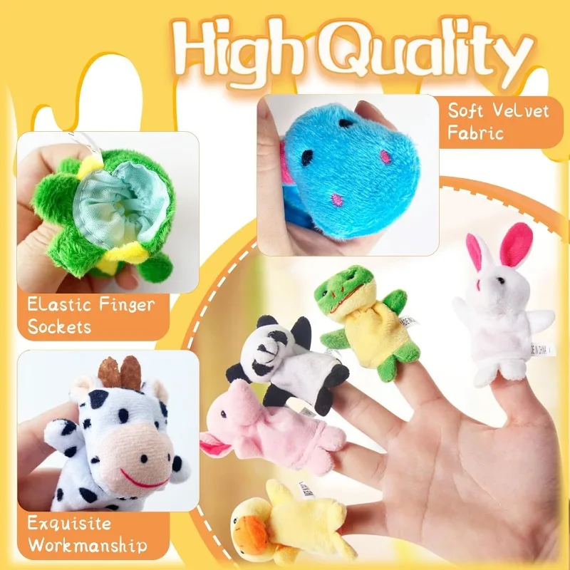10Pcs Finger Puppets Set Soft Plush Animals Puppet Toys for Kids Mini Figures Toy Assortment