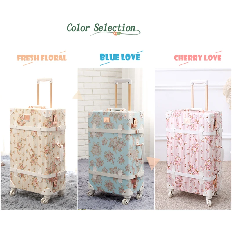 XQ 20 inch Carry-on Suitcase Women's leather travel luggageset  with handbag Female student lovely light trolley case