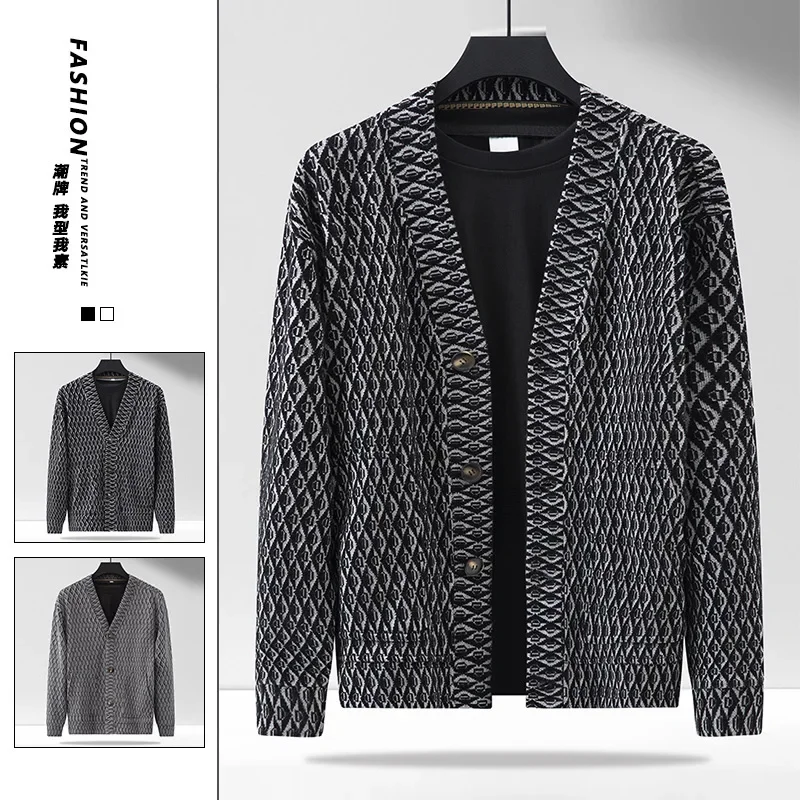 Новое поступление большой осенний мужской кардиган модный повседневный вязаный