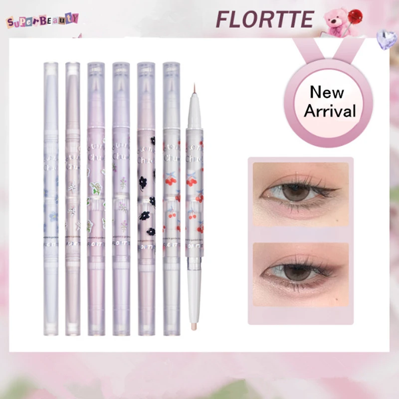 

FLORTTE Double Head Eyeshadow Eyeliner Pearly Brightening Silkworm Pen Liquid Nose Shadow Pearlescent Diamond Pen Eye Cosmetics