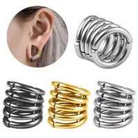 Vanku 1PC Ear Lobe Cuff Ear Gauge Plugs Ear Tunnels Stretcher Lobe Weights Women Clip on Cartilage Body piercing Jewelry