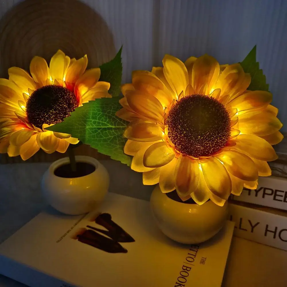 

New Artificial Sunflower Decorative Light Rechargeable Bedroom Lamp Creative Night Light for Kids Friend Birthday Holiday G M5C8