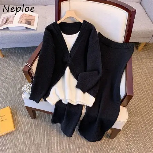 Шикарный Повседневный трикотажный комплект Neploe в Корейском стиле джемпер узкие