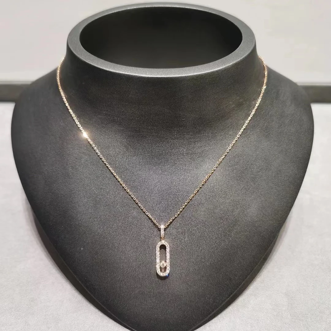 

Классическое роскошное ювелирное изделие, женское ожерелье с кулоном из серебра пробы. Движущиеся бриллианты. Модный подарок 1:1