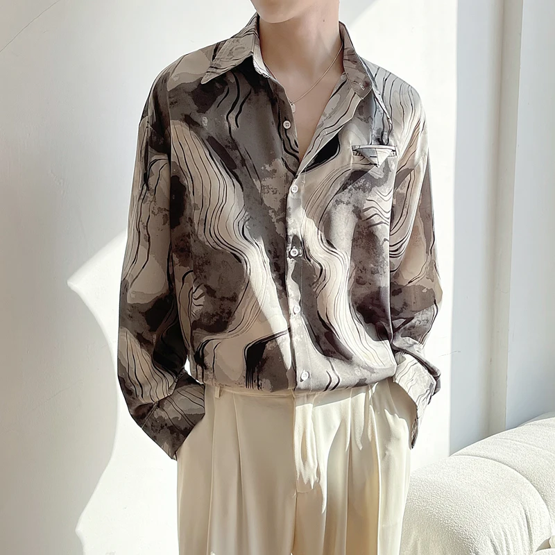 

Рубашка мужская с цветочным принтом, модная пляжная блуза свободного покроя, винтажный красивый воротник с лацканами, двухцветная, лето 2023