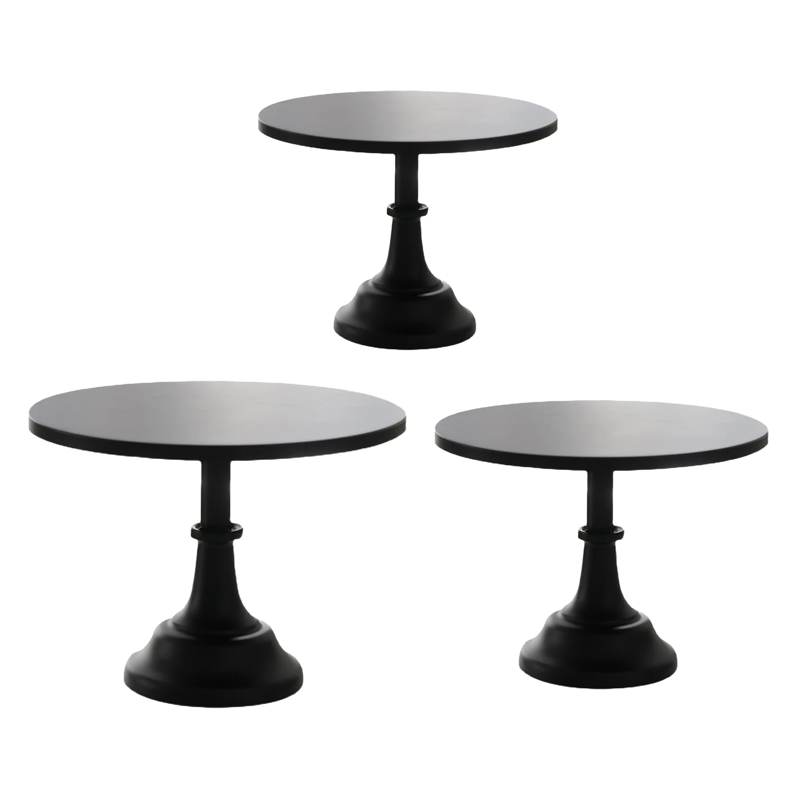 

3pcs Serving Tray Black Party Home Decor Cake Stand Simple Use Afternoon Tea Metal Display Plate Anti Rust Durable Wedding