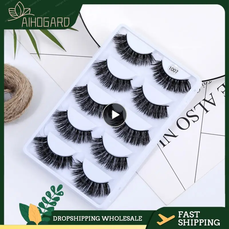 

1~10PCS 3/5 Pairs Natural Long Fake Eyelashes HandMade Light Soft Eyelash Wispy Extension False Lashes Bulk Makeup Tools
