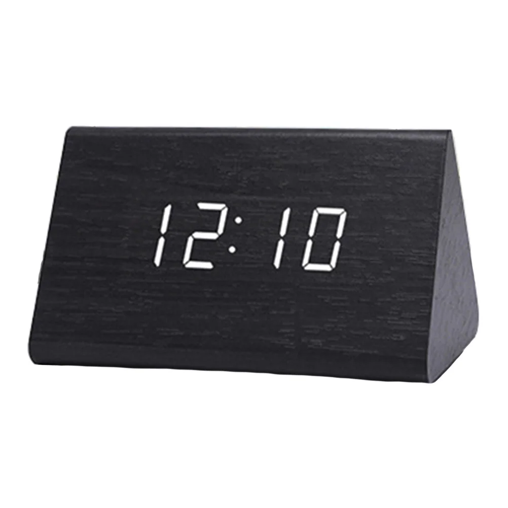 

1pc Wooden Alarm Clock LED Digital Sound Control Modern Clock Desk Clock for Office Home School