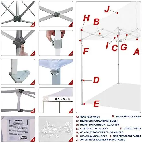 

x 10 Pop up Canopy Commercial Tent Outdoor Instant Canopies Party Shelter with 4 Zippered Sidewalls and Roller Bag Bonus Canopy