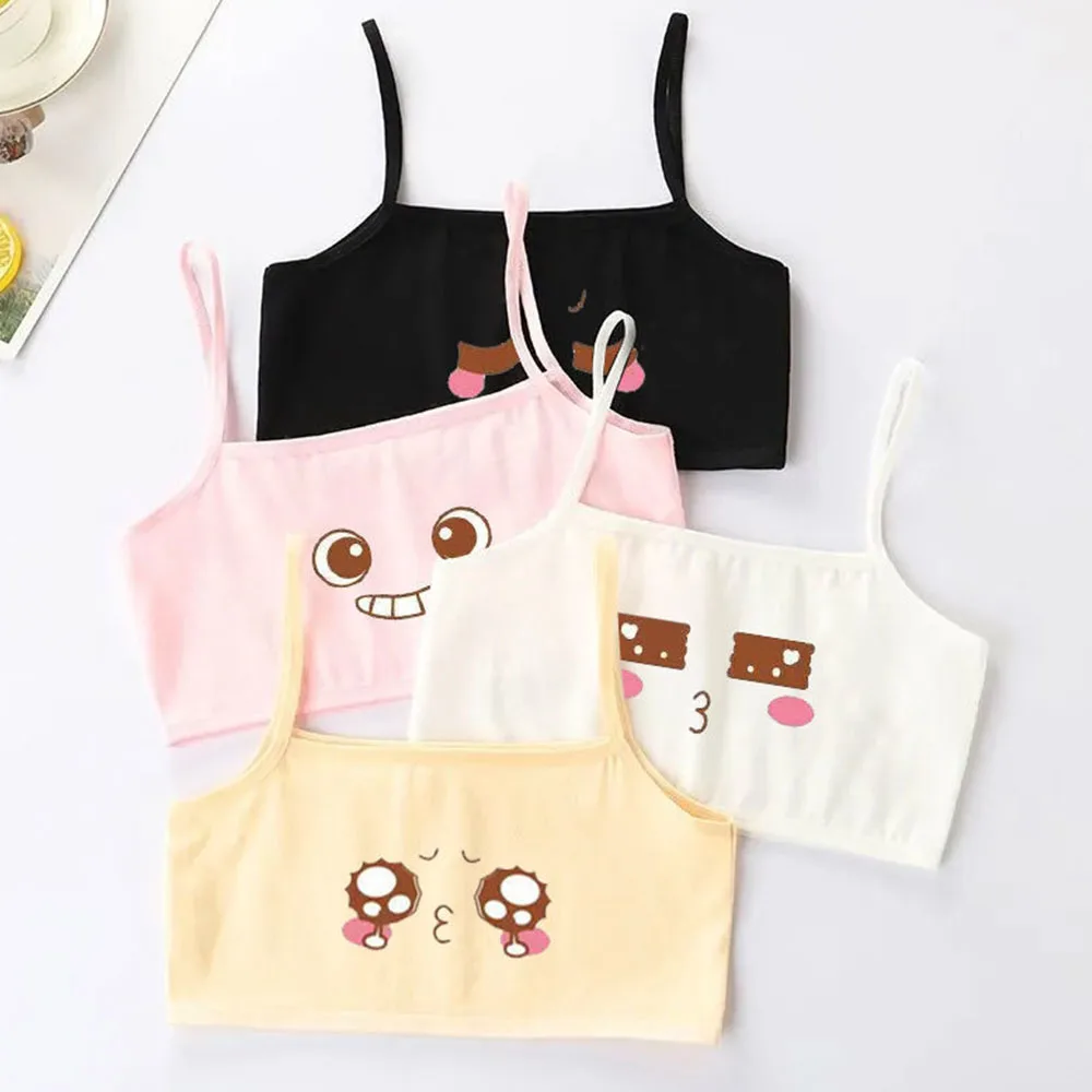 

Тренировочные бюстгальтеры для девочек, детский хлопковый жилет, нижнее белье для подростков, детский школьный спортивный бюстгальтер с му...