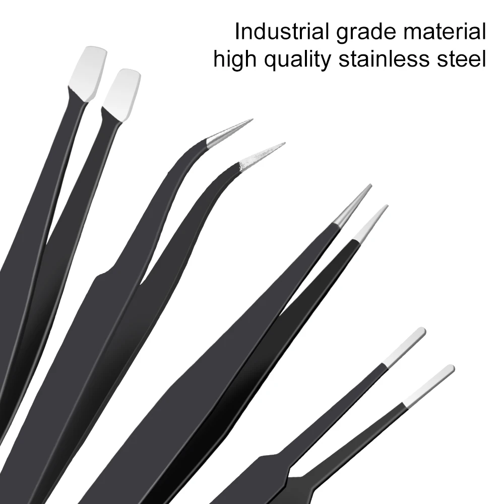 Промышленные пинцеты из нержавеющей стали набор 10 прецизионных антистатических