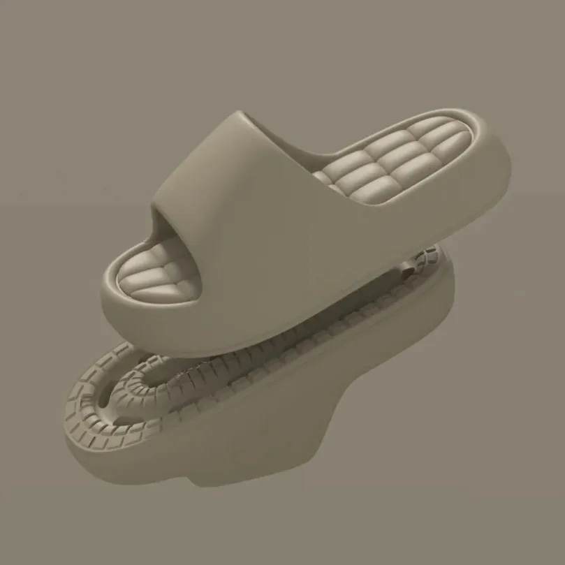 Фото Женские летние шлепанцы Cloud Slipper в клетку, пляжные нескользящие тапочки для дома, женские и мужские комнатные простые шлепанцы №3