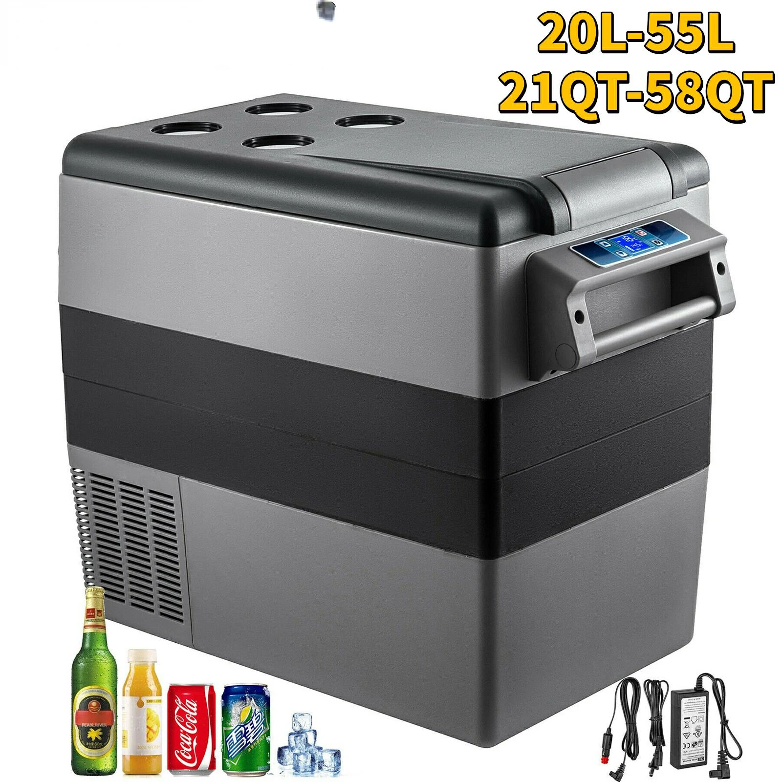 

Mini Car Refrigerator Fridge Freezer 20L 22L 35L 45L 55L Portable Compressor Cooler 12V/24V DC 110-240V for Camping Picnic