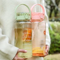 portable travel drinking mug sports gym tumbler cute fitness jugs large capacity straw cup 1 5l time scale water bottle for girl