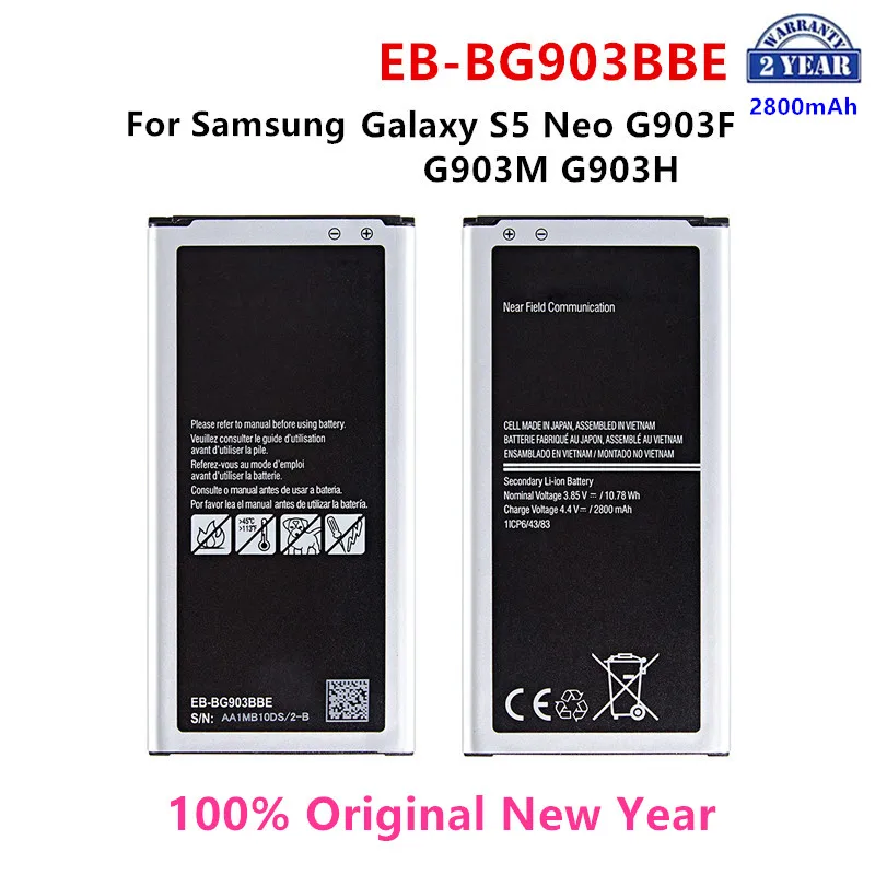 

100% Orginal EB-BG903BBE Battery 2800mAh For Samsung Galaxy S5 Neo G903F G903W G903M G903H Replacement Batteries with WO