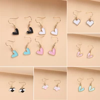 creative fashion heart shaped enamel earrings pendant asymmetric earrings women simple versatile jewelry party gifts wholesale