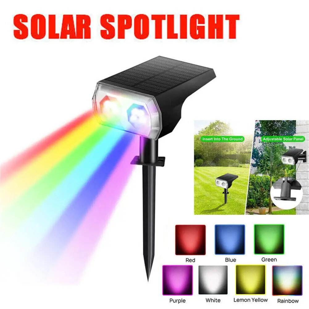 

Светодиодный RGB Точечный светильник на солнечной батарее, водонепроницаемый Уличный настенный светильник для сада, двора, с управлением, на...