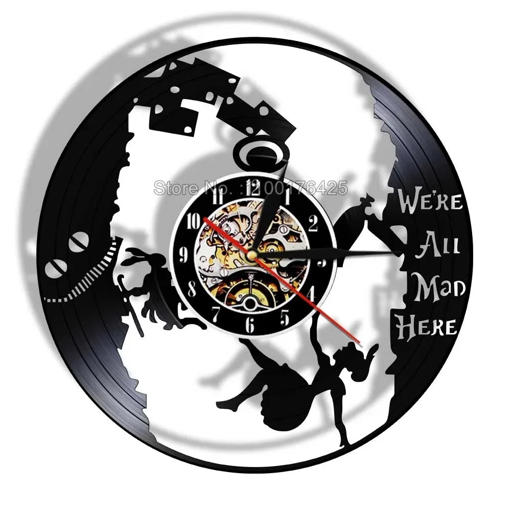 Настенные часы Алиса в стране чудес с виниловой пластиной настенные винтажным