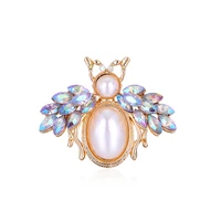 tulx crystal rhinestone bee brooches for women honeybee pearl pin autumn winter coat accessories high quality