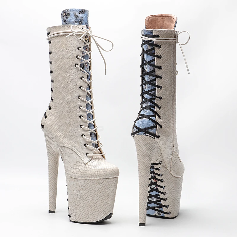 Leecabe  20CM/8inches Snake PU upper Pole dancing shoes High Heel platform Pole Dance boot
