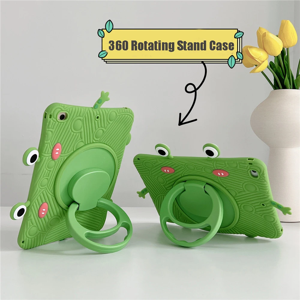 

360 Rotating Stand Case For iPad Mini 6 Air 1 2 3 4 5 10.9 9.7 2017 2018 Pro 10.5 11 2022 10.2 2020 9th 2021 Silicone Kids Cover