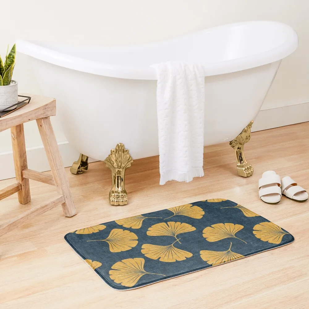 

Ginkgo Biloba Gingko Leaves Blue Camper Carpet Bathroom Entrance Doormat Bath Indoor Floor Absorbent Mat Anti-slip Kitchen Rug